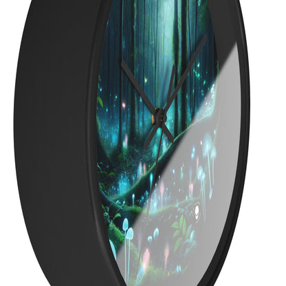 "Enchanted Night: Bioluminescent Forest" - The Alien Wall Clock