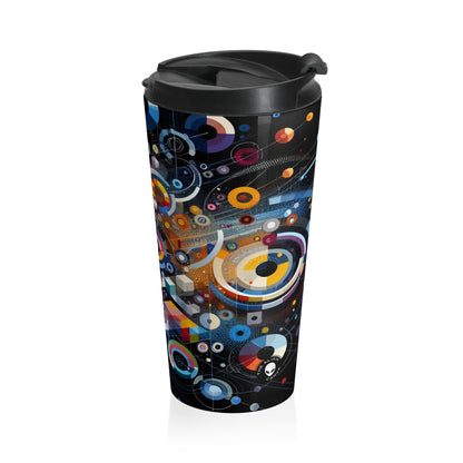 "A Geometric Moment In Time" - The Alien Stainless Steel Travel Mug Digital Art