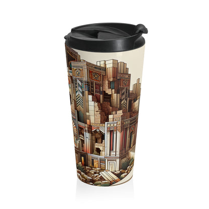 "Deco Ruins: Geometric Art in an Ancient Setting" - The Alien Stainless Steel Travel Mug Art Deco Style