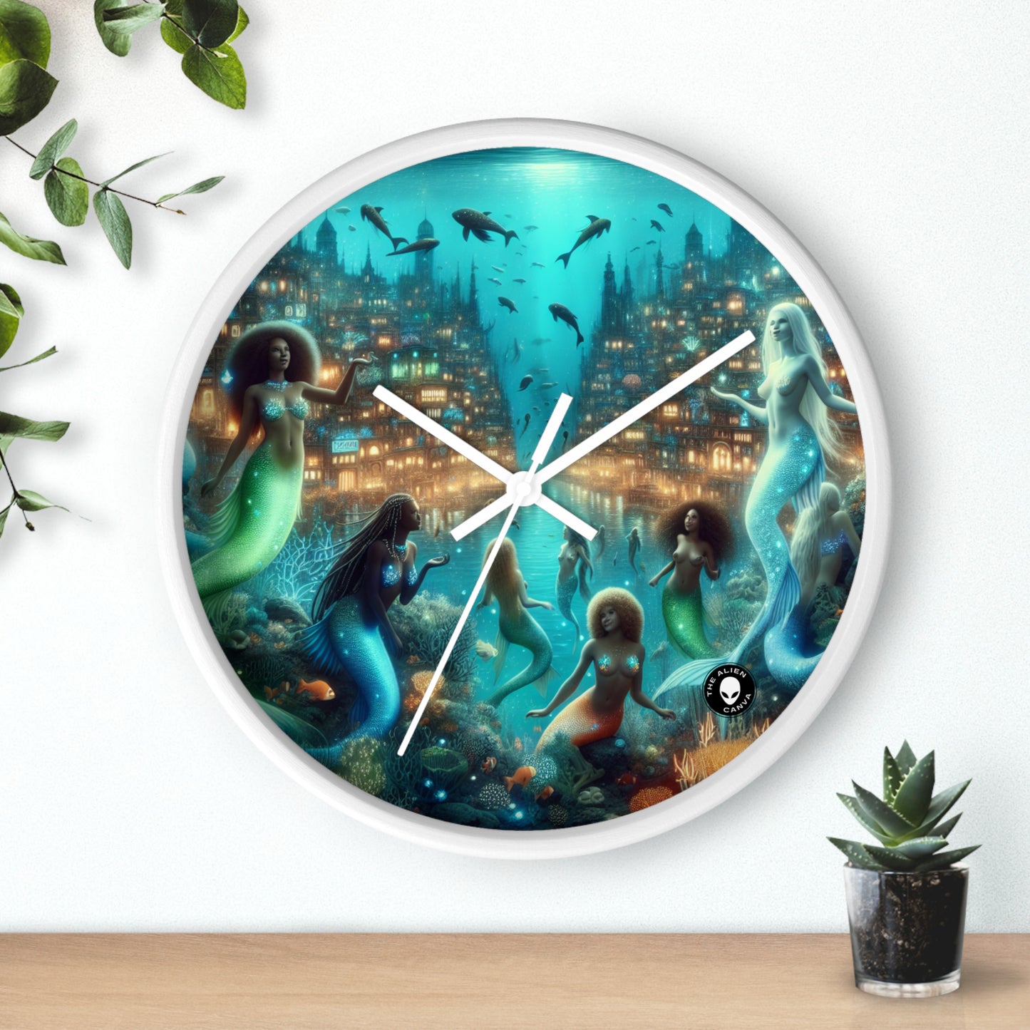 "Profundidades relucientes: la ciudad submarina encantada" - El reloj de pared alienígena