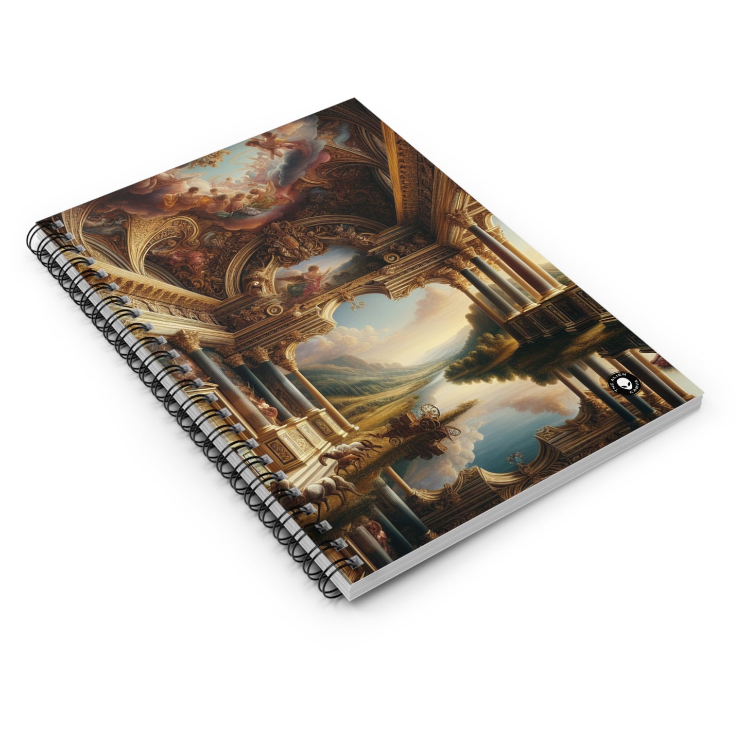 "A Neo-Renaissance Odyssey: A Modern Panorama" - The Alien Spiral Notebook (Ruled Line) Renaissance Art