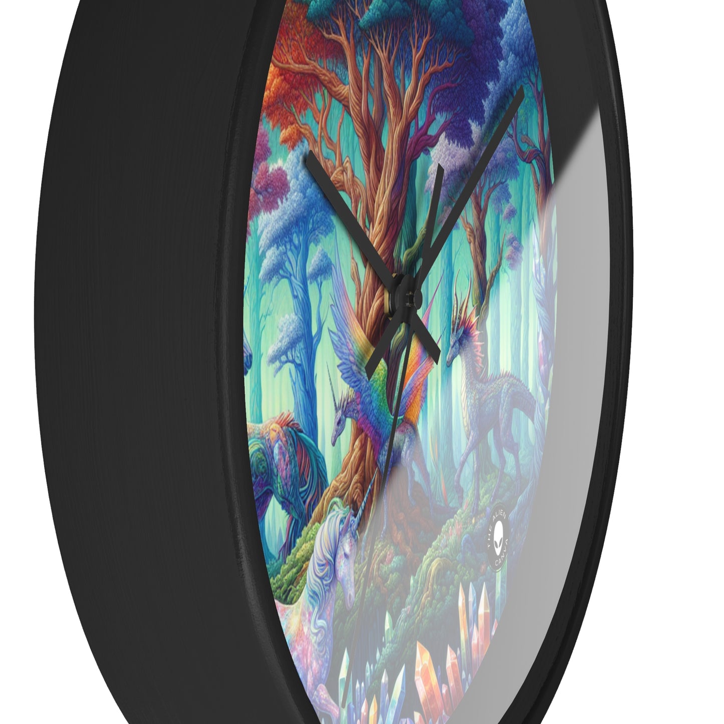 "Bosque de Cristal: Reino de Seres Míticos" - El Reloj de Pared Extraterrestre