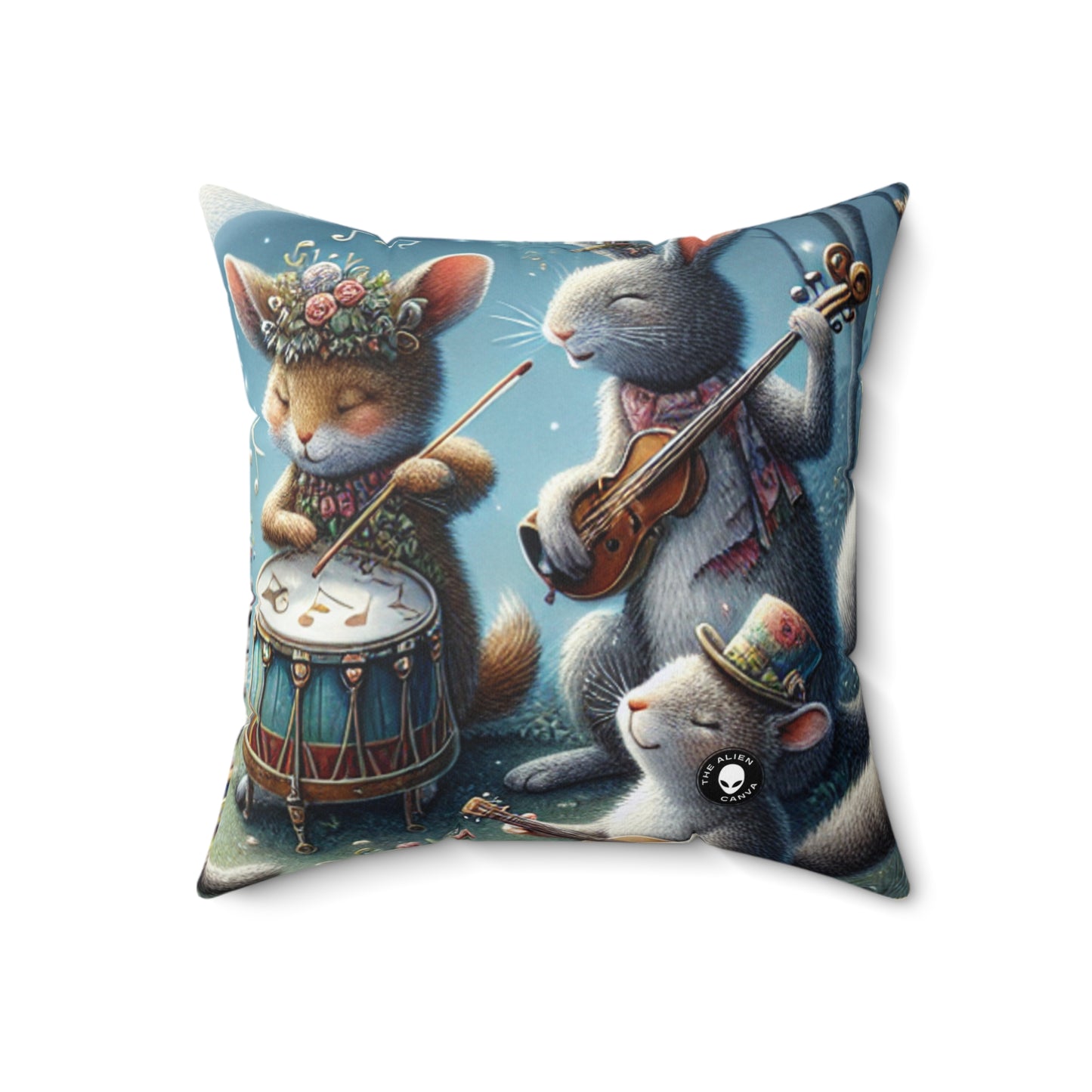 "Moonlit Melodies in the Enchanted Forest"- The Alien Spun Polyester Square Pillow