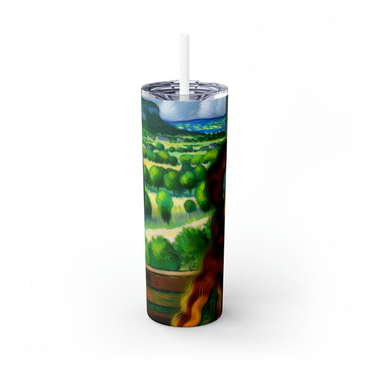 "French Countryside Escape" - The Alien Maars® Skinny Tumbler with Straw 20oz Post-Impressionism Style