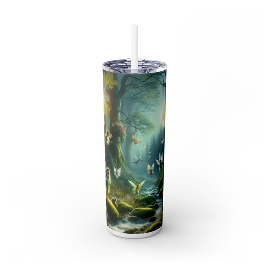 "Forêt enchantée au clair de lune" - Le verre fin Alien Maars® avec paille 20 oz