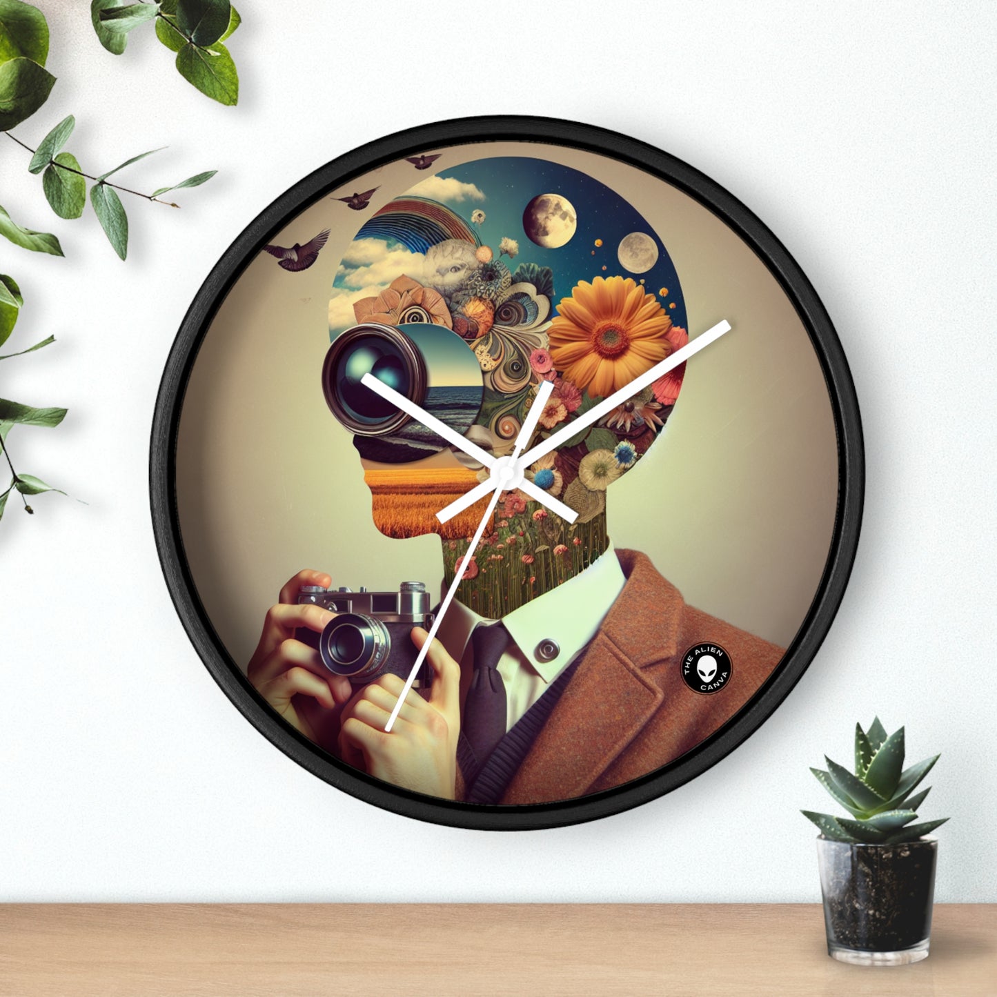 "Nature-Tech Fusion: A Photomontage Exploration" - The Alien Wall Clock Photomontage