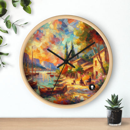 Crépuscule doré : une promenade impressionniste sereine au bord de l'eau - The Alien Wall Clock Impressionism