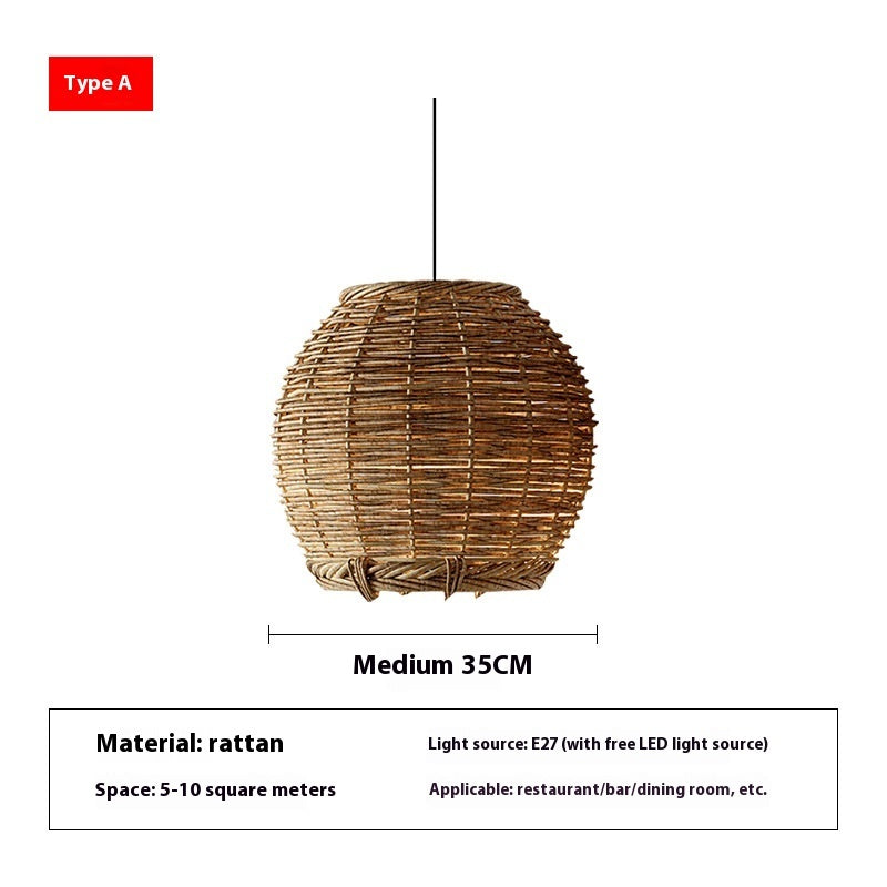 Retro Idyllic Zen Rattan-weaved Ceiling Lamp