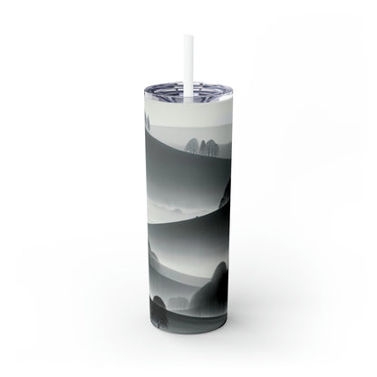 « Tonalisme gris : Hillside in Fog » - The Alien Maars® Skinny Tumbler avec paille 20oz Tonalism