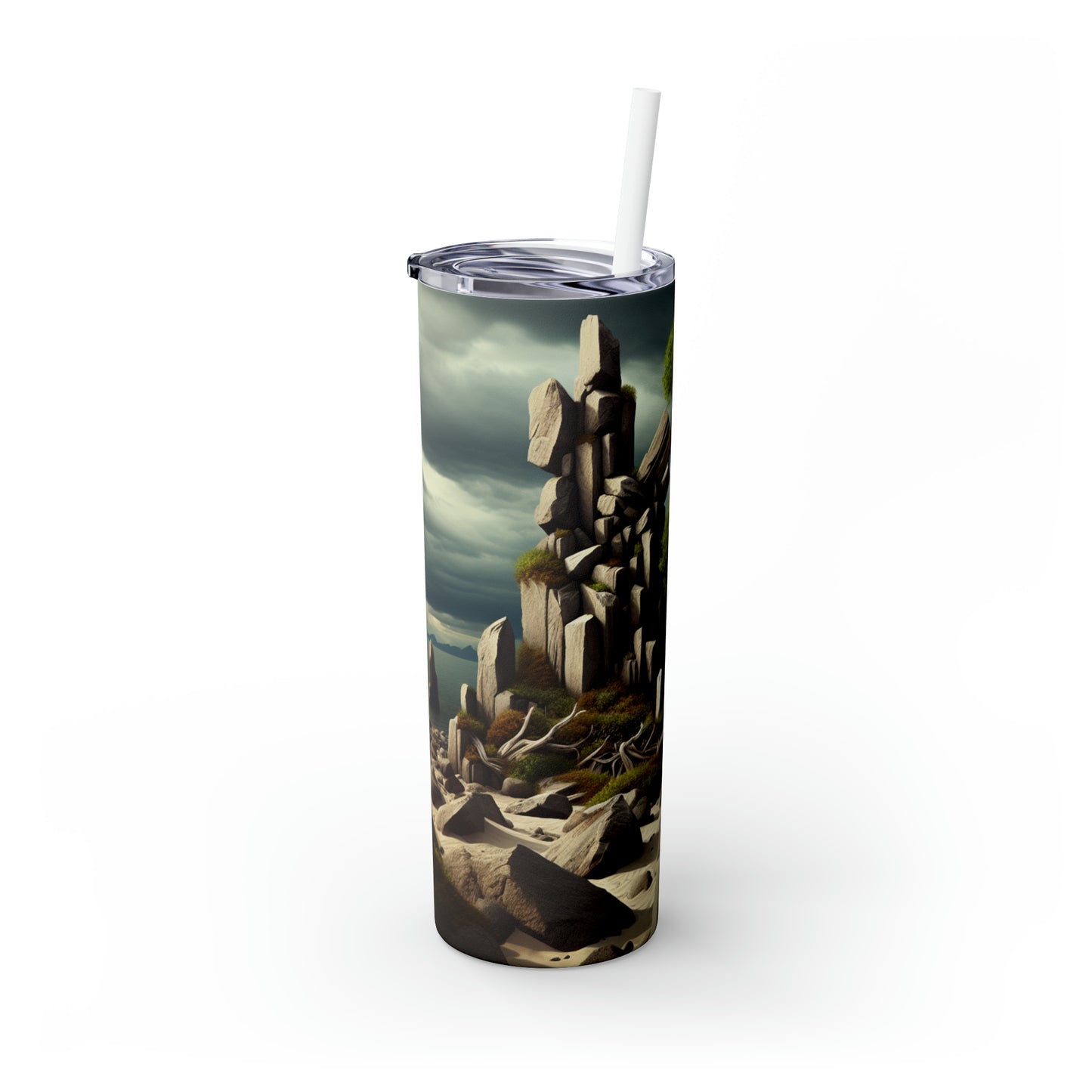 "Spinning Nature's Tapestry : une installation de Land Art à couper le souffle célébrant la beauté complexe des toiles d'araignées" - The Alien Maars® Skinny Tumbler avec paille 20oz Land Art