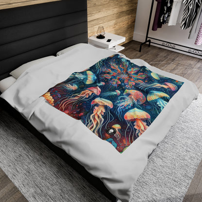 "Luminous Dance of the Deep" - The Alien Velveteen Plush Blanket