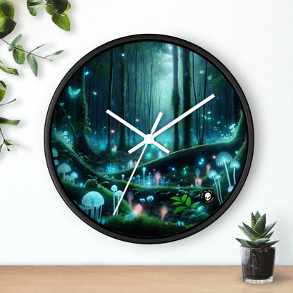 "Noche encantada: Bosque bioluminiscente" - El reloj de pared alienígena