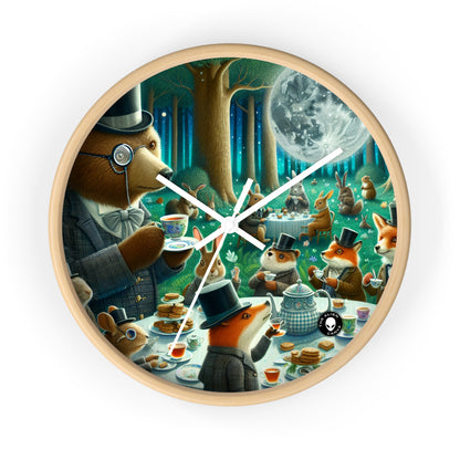 "Enchanted Moonlit Tea Party in the Forest" - The Alien Wall Clock