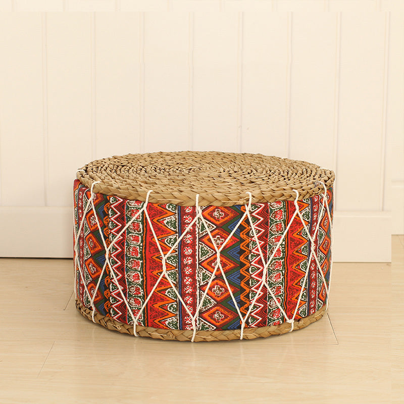 Straw woven home stool