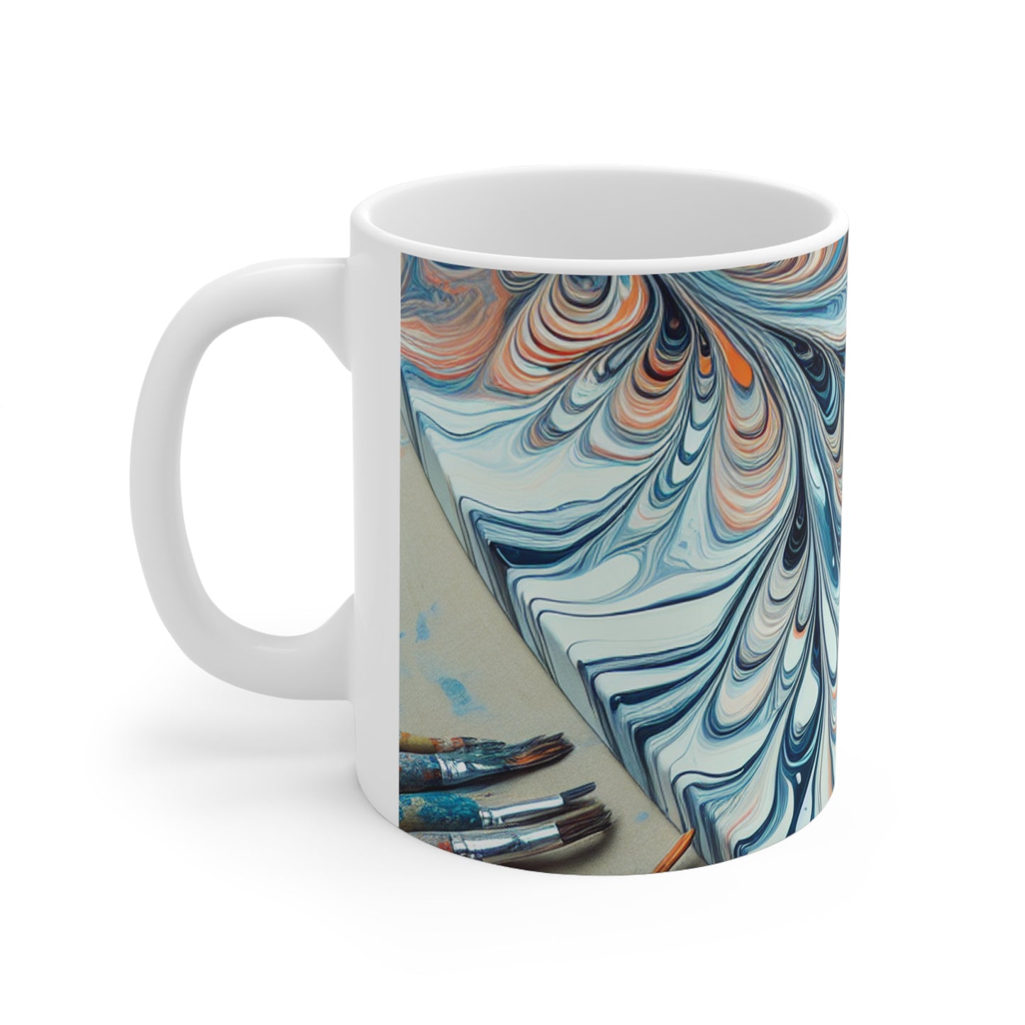 "Tilting the Canvas: Acrylic Pouring Exploration" - The Alien Ceramic Mug 11oz Acrylic Pouring Style