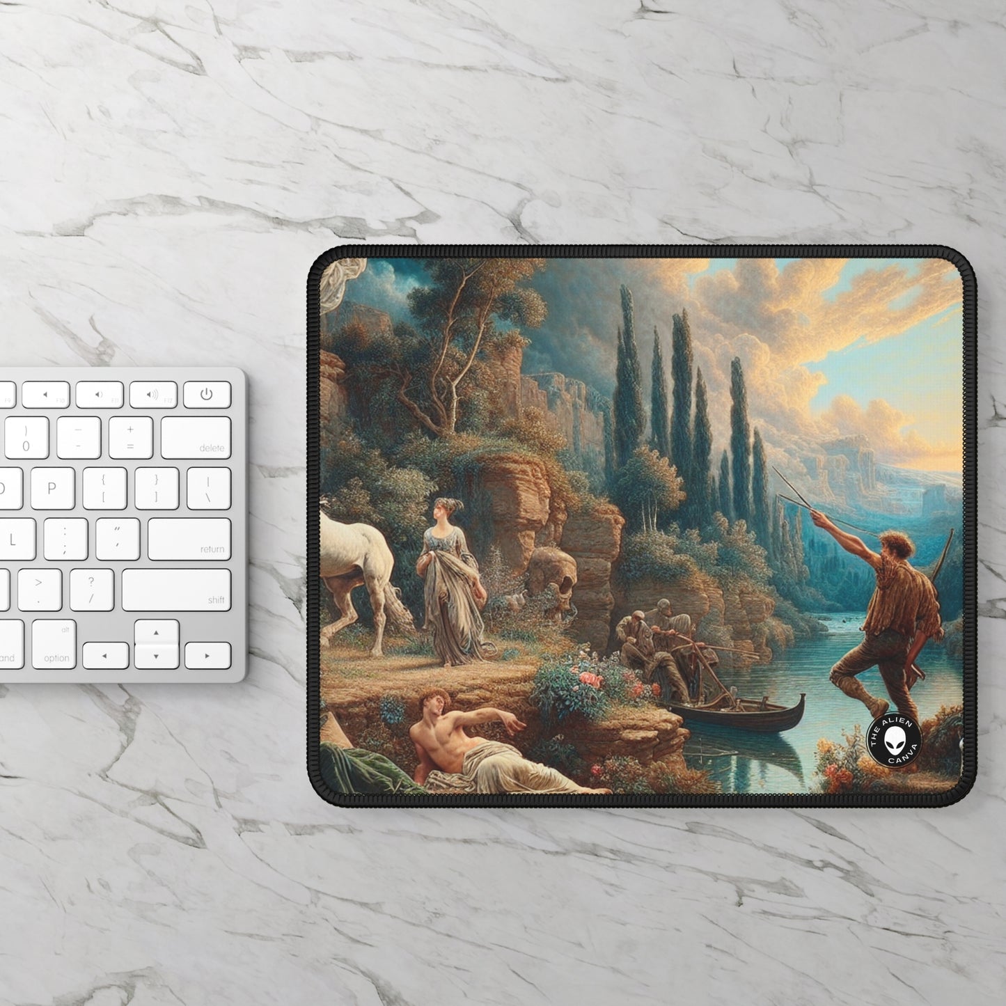 "Sunset Serenade : Un paysage romantique" - Le tapis de souris Alien Gaming Romantisme