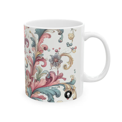 "Enchanted Elegance: A Rococo Garden Soirée" - The Alien Ceramic Mug 11oz Rococo