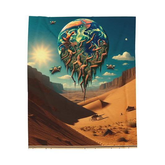 "Uprising in the Outback" - The Alien Velveteen Plush Blanket Surrealism Style