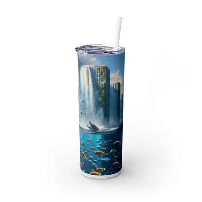 "Ciudad de Atlántida: imaginación desatada" - Vaso delgado con pajita de 20 oz de Alien Maars®