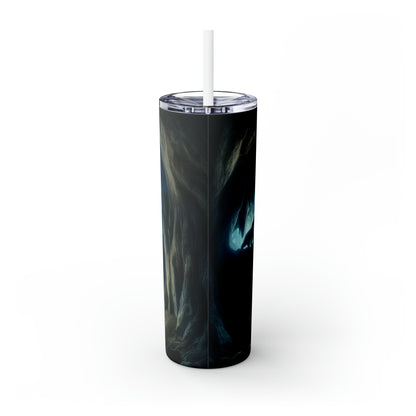 "The Bear and the Cosmic Balance" - The Alien Maars® Skinny Tumbler with Straw 20oz Cave Painting Style