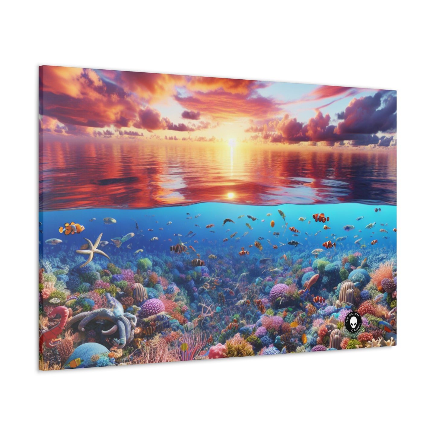 "Sunset Splendor : Récif de corail sous-marin" - The Alien Canva