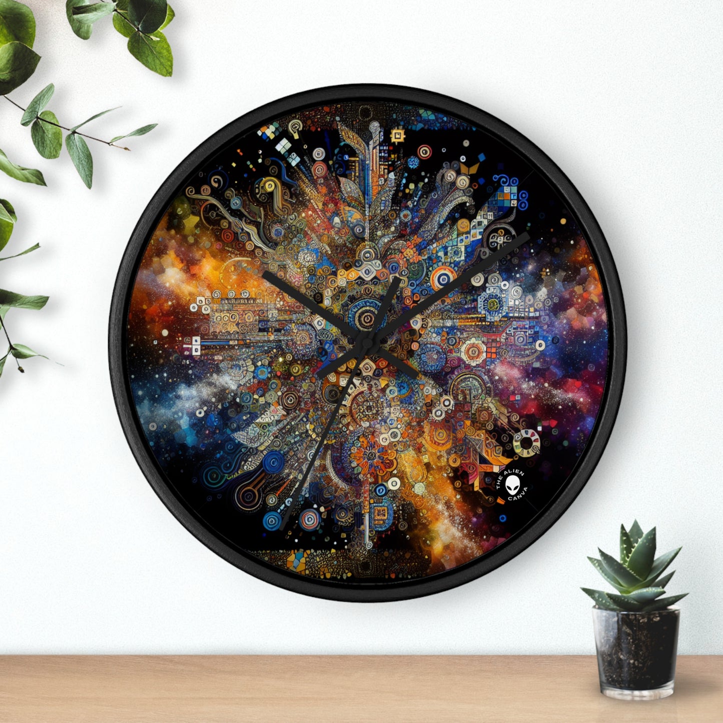 "Art corporel de la nuit étoilée : couleurs vives et traits tourbillonnants" - The Alien Wall Clock Body Art