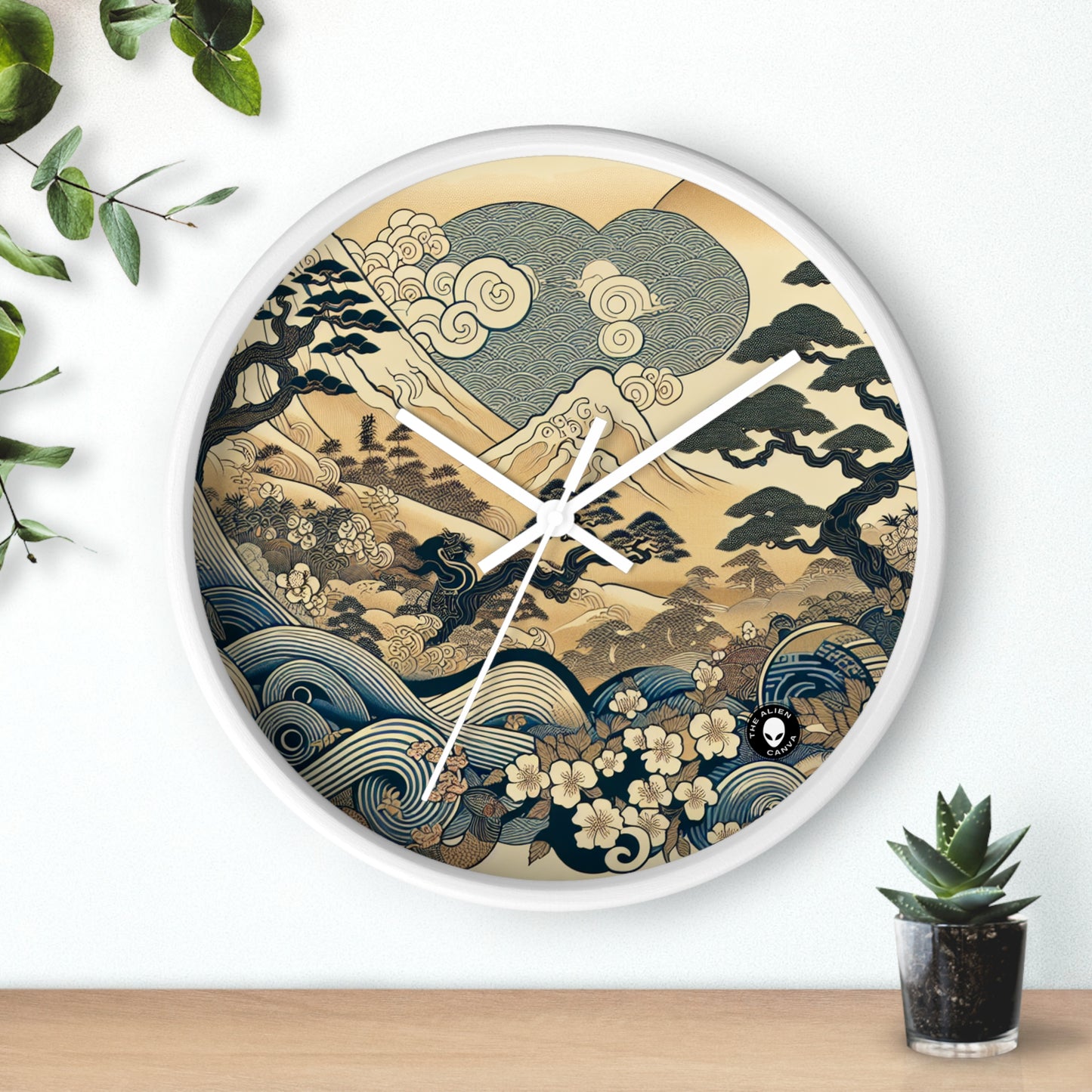 "Los sueños festivos de Edo" - El reloj de pared alienígena Ukiyo-e (impresión en madera japonesa)