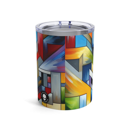 "City Pulse: A Vibrant Nighttime Geometric Journey" - The Alien Tumbler 10oz Hard-edge Painting