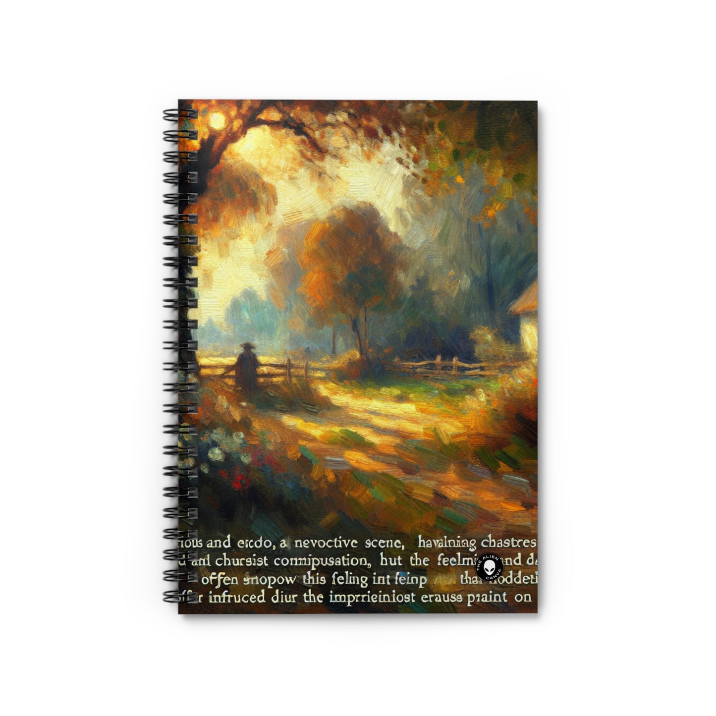 "Sunset Serenity: Impressionist Garden Painting" - The Alien Spiral Notebook (Ruled Line) Impressionism