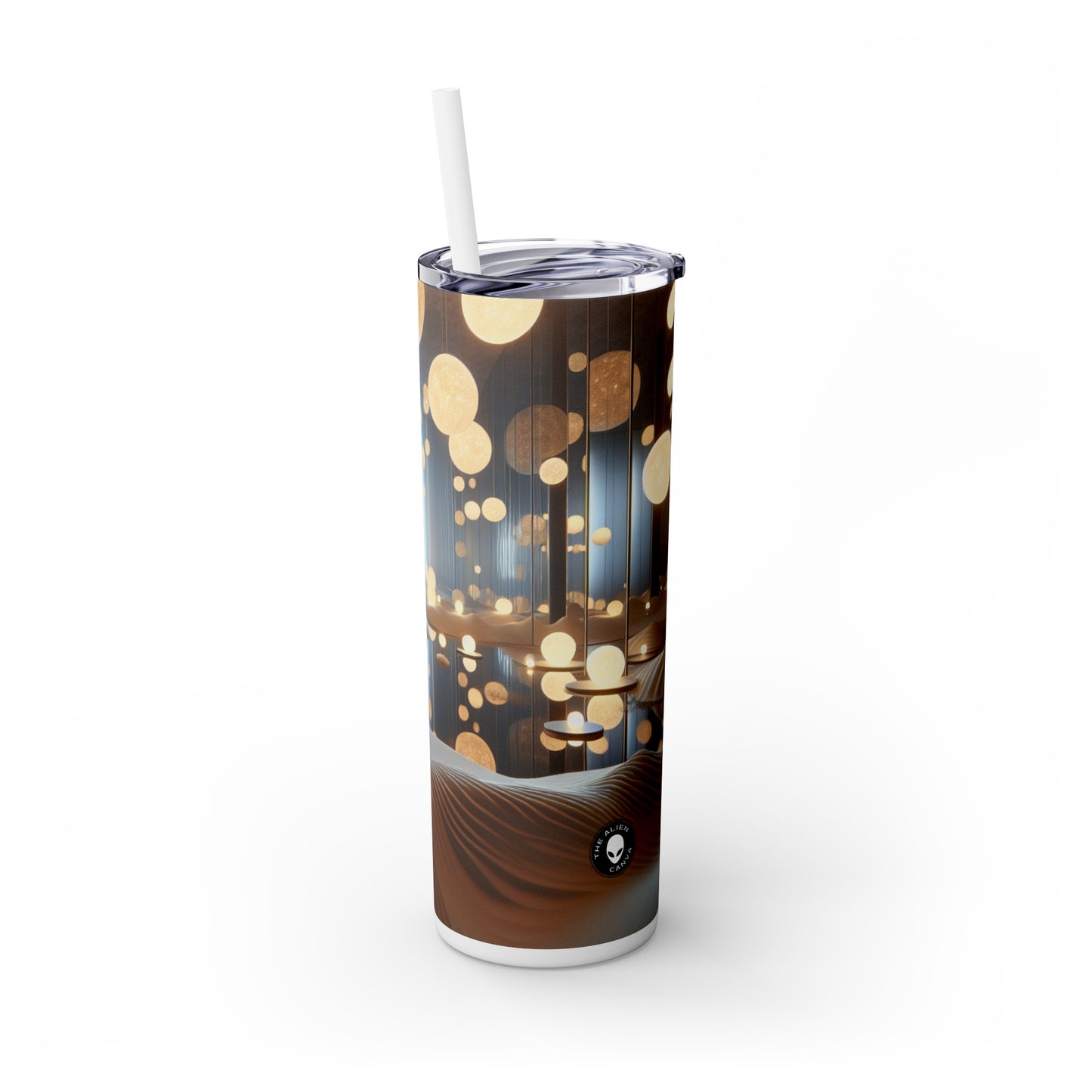 "Temporal Reflections: An Interactive Art Installation on Time and Memory" - The Alien Maars® Skinny Tumbler with Straw 20oz Installation Art