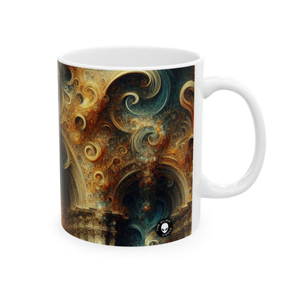 "Opulent Feasting: A Baroque Banquet" - The Alien Ceramic Mug 11oz Baroque