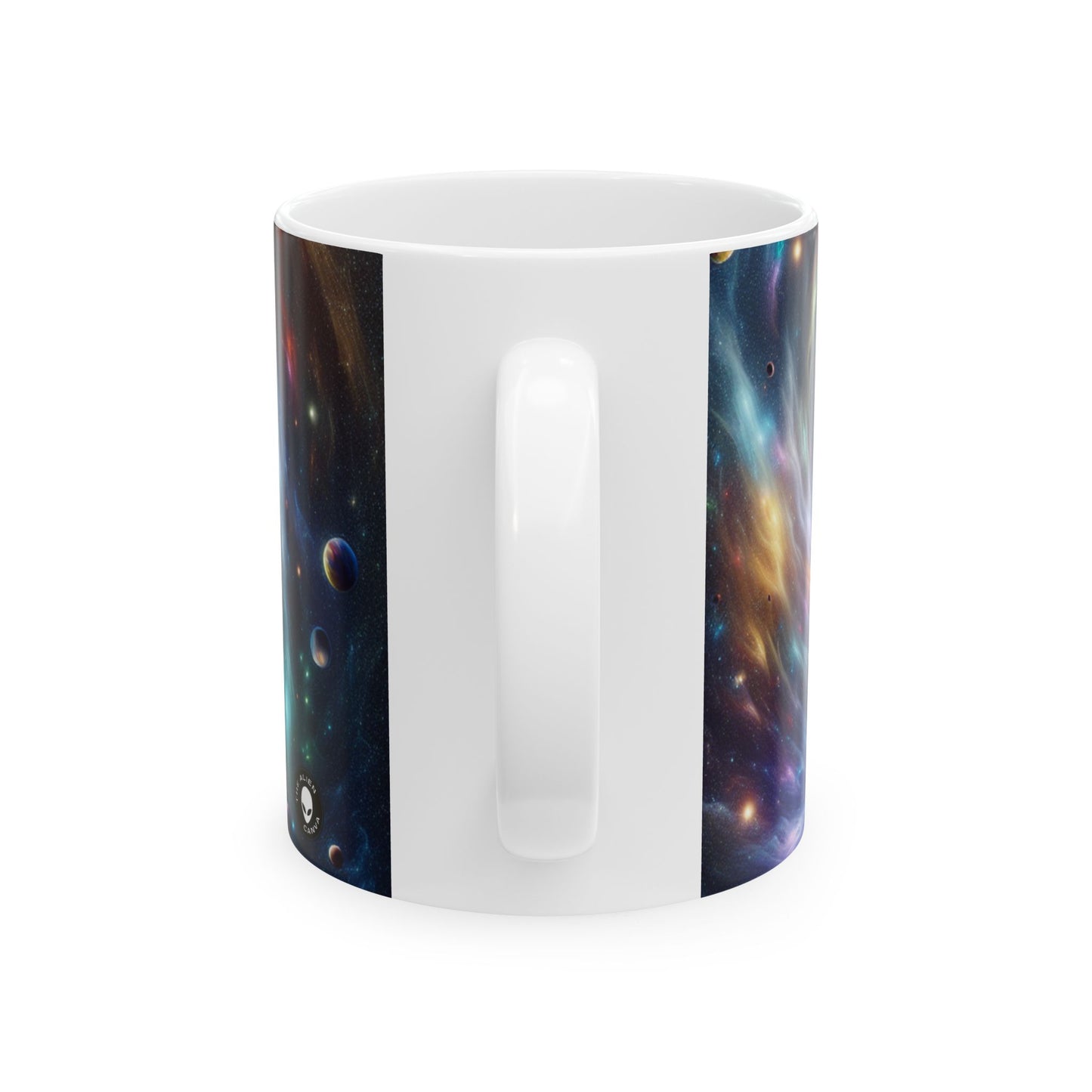 « Vortex galactique : la danse colorée des étoiles et des planètes » – Tasse en céramique Alien 11 oz