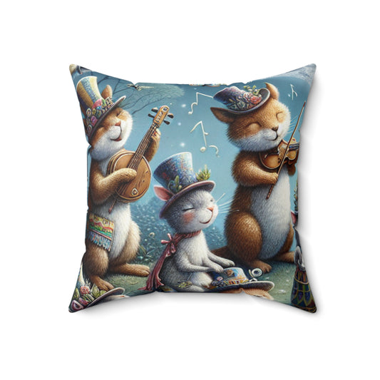 "Moonlit Melodies in the Enchanted Forest"- The Alien Spun Polyester Square Pillow