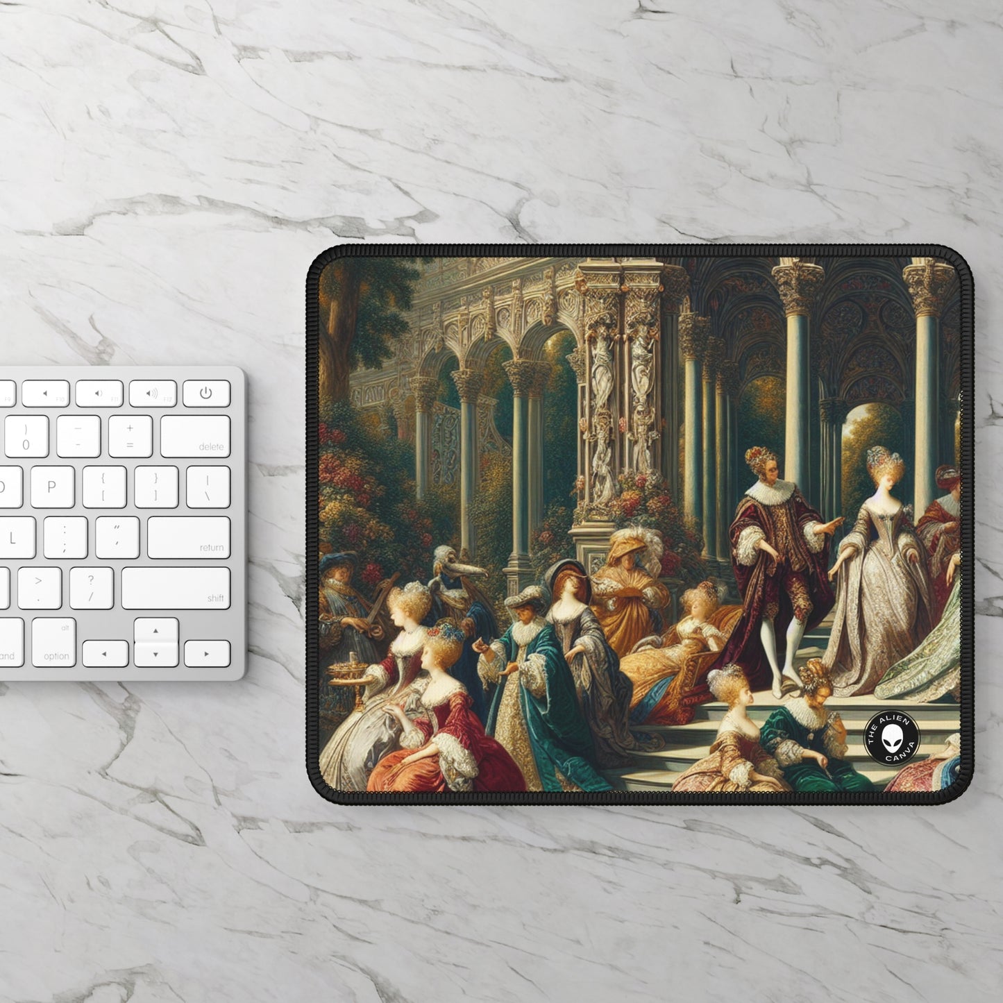 "Elegancia real: un retrato de jardín de inspiración gótica" - The Alien Gaming Mouse Pad International Gothic