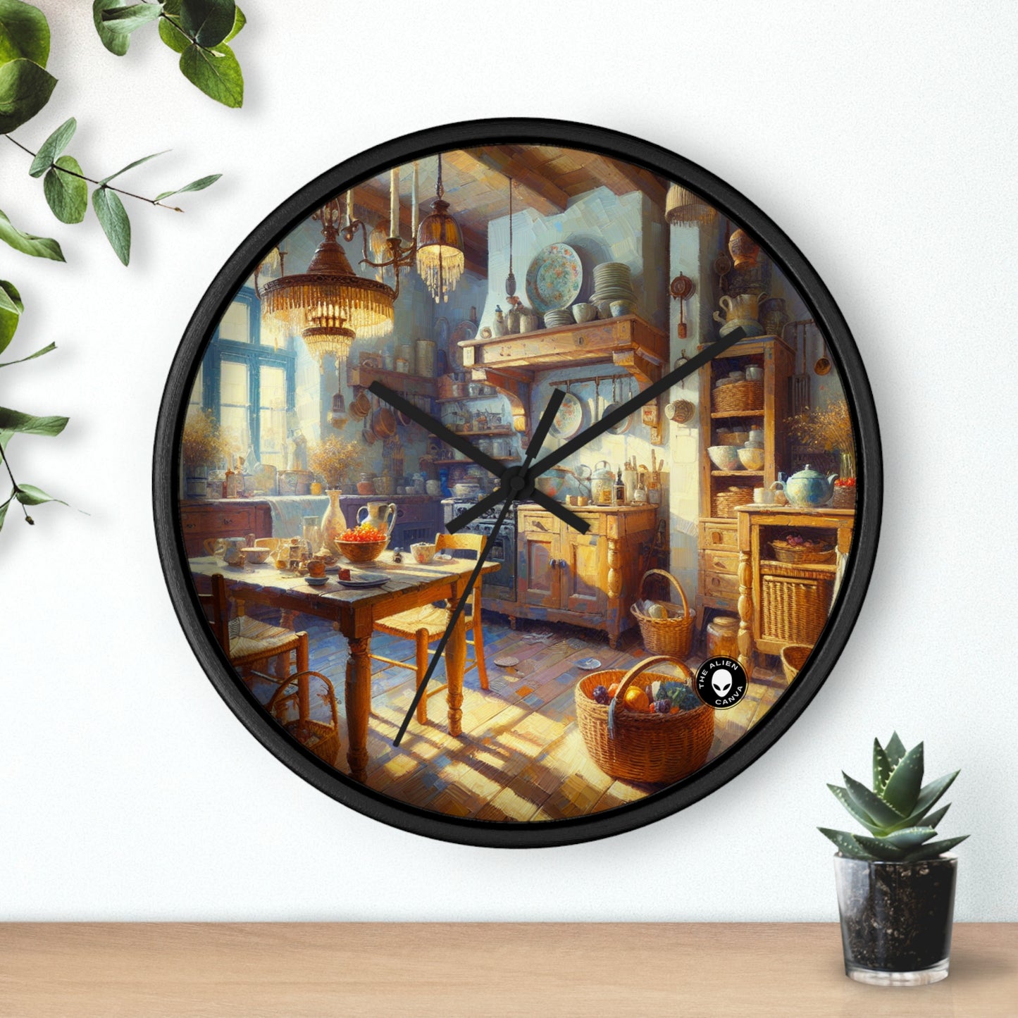 "Sunny Serenity: Ramo de girasoles hiperrealista" - El realismo del reloj de pared alienígena