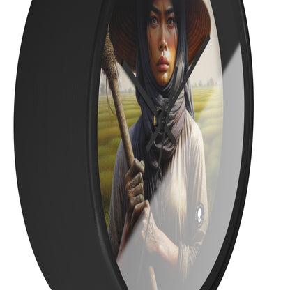 "Farmer in the Fields: A Weathered Reflection" - The Alien Wall Clock Realism