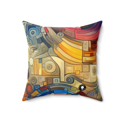 "Night City Rhythms: An Abstract Urban Exploration"- The Alien Spun Polyester Square Pillow Abstract Art