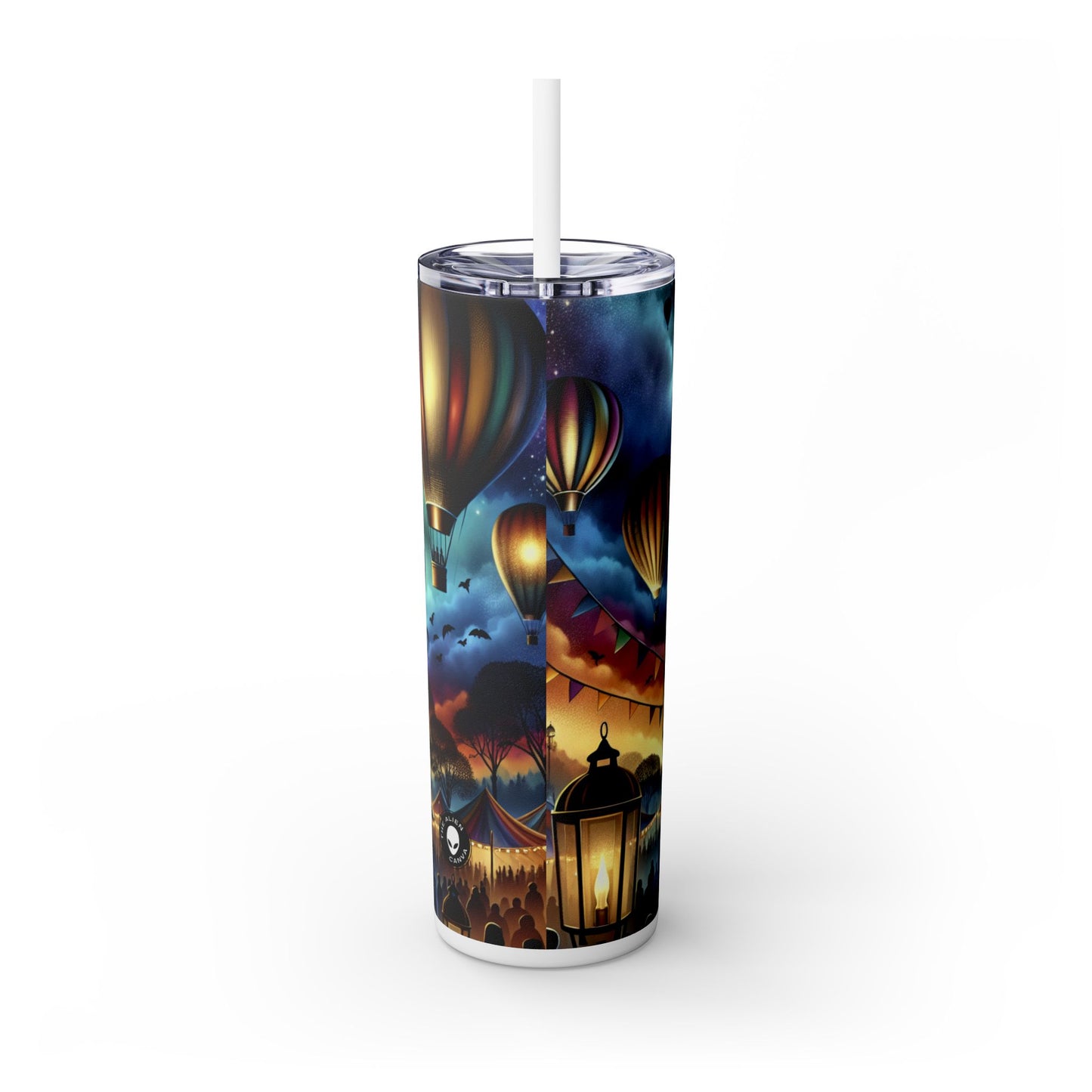 "Majestic Balloons at Dusk" - The Alien Maars® Skinny Tumbler with Straw 20oz