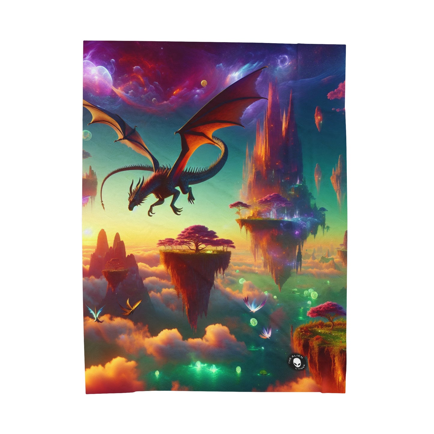 "Dragon's Flight in the Fantastical Realm" - The Alien Velveteen Plush Blanket