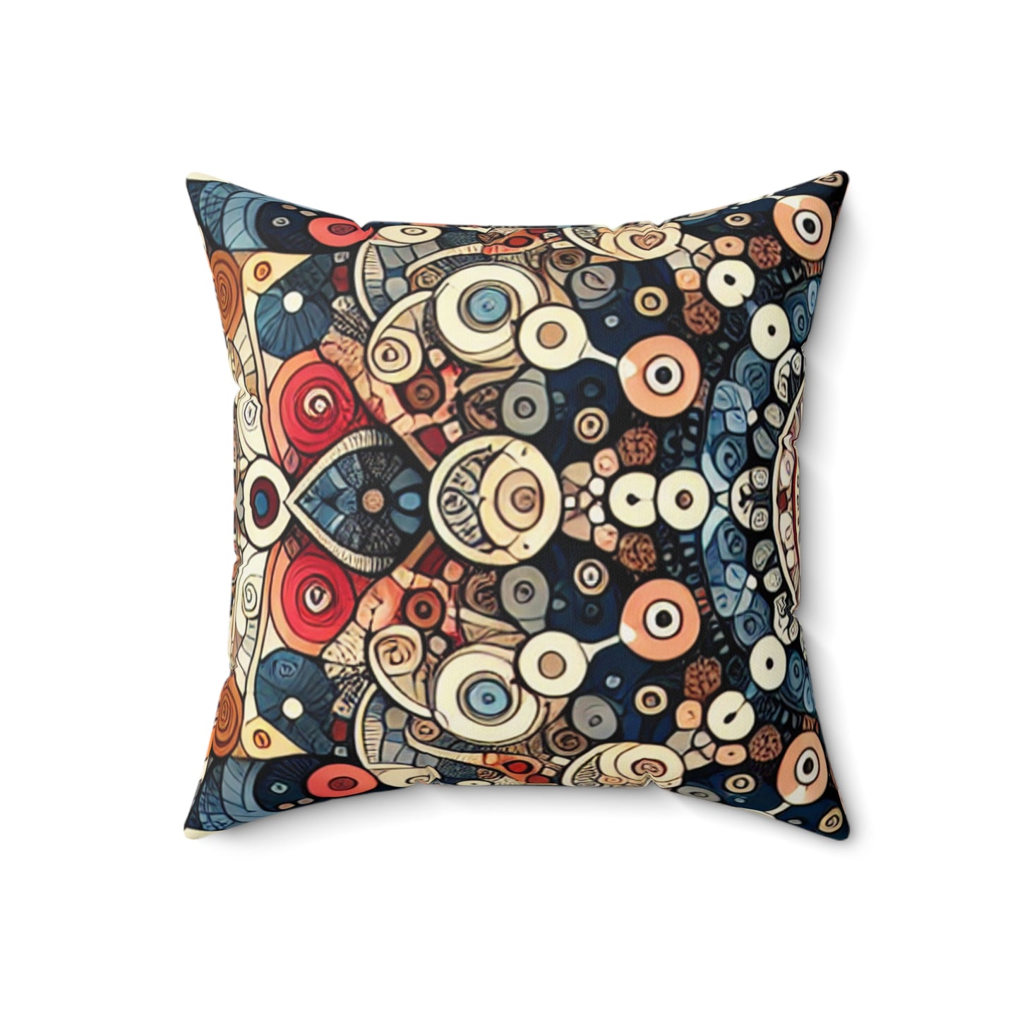 "Nature's Harmony: Floral Mandala Art"- The Alien Spun Polyester Square Pillow Pattern Art