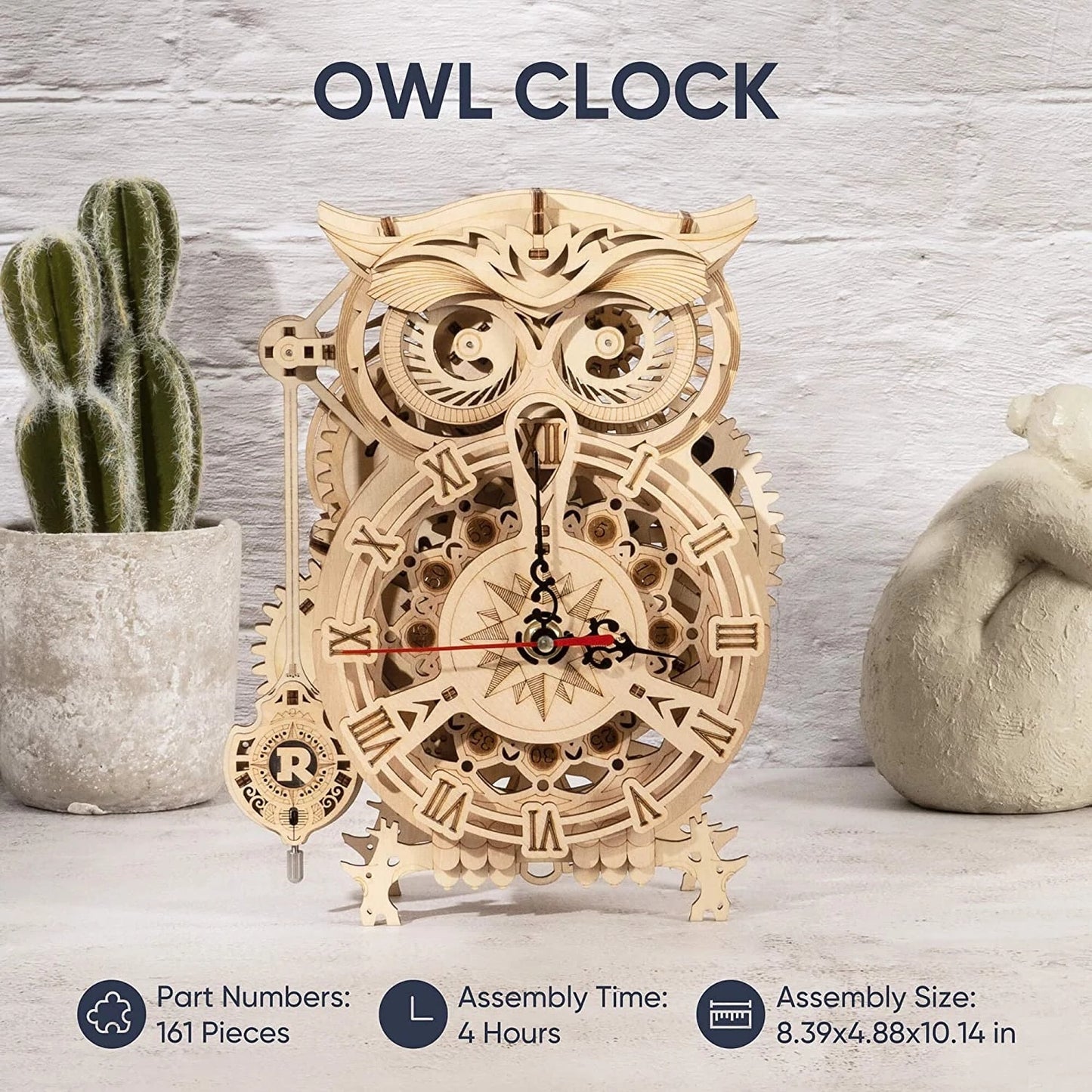 Robotime Rokr jouets créatifs bricolage 3D hibou horloge en bois blocs de construction Kits pour enfants cadeaux de noël décoration de la maison LK503