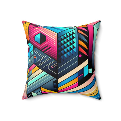 Neon Geometry - The Alien Spun Polyester Square Pillow Digital Art Style