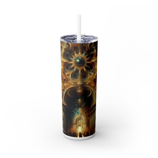 "Opulent Feasting: A Baroque Banquet" - The Alien Maars® Skinny Tumbler with Straw 20oz Baroque