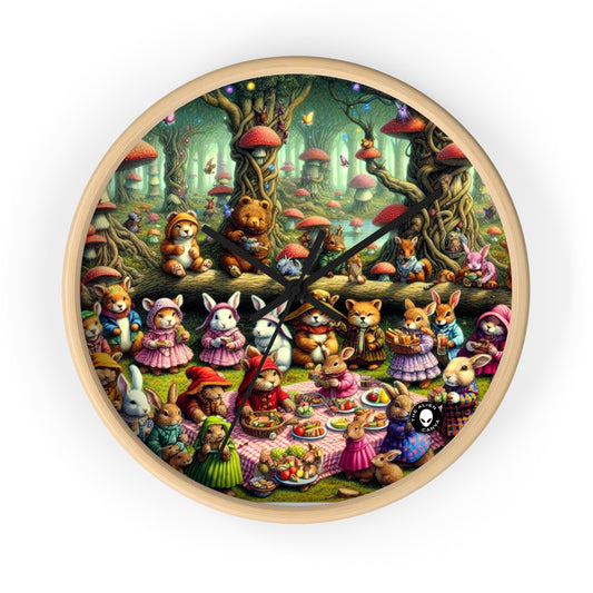 "Fantastical Forest Picnic: Animal Fashion Show" - The Alien Wall Clock