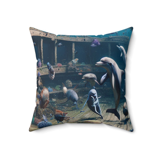 "Shipwreck Soiree: An Underwater Dance Party"- The Alien Spun Polyester Square Pillow