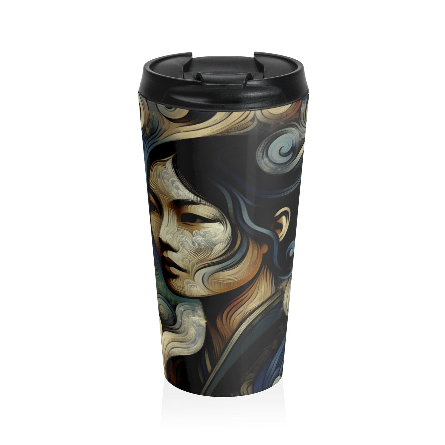 "Primitive Smoke: A Mystical Portrait." - The Alien Stainless Steel Travel Mug Primitivism