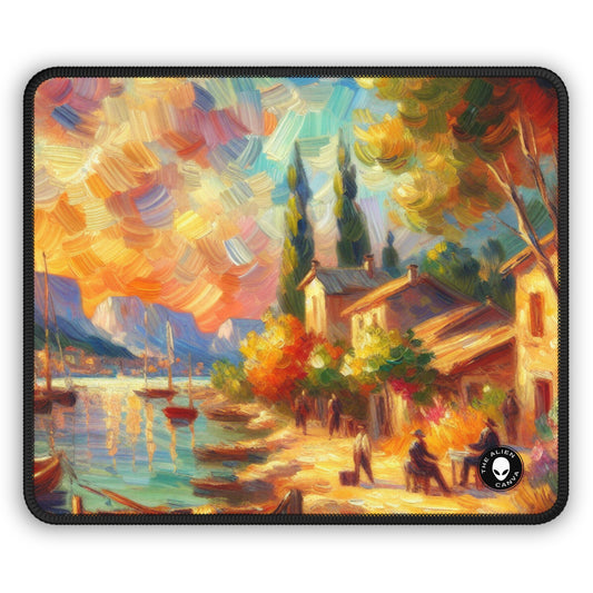 Golden Dusk: A Serene Impressionist Stroll by the Water - The Alien Gaming Mouse Pad Impressionism