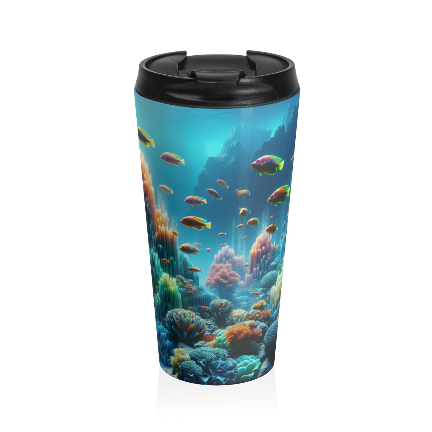 "Neon Reef: A Surreal Underwater Symphony" - The Alien Stainless Steel Travel Mug