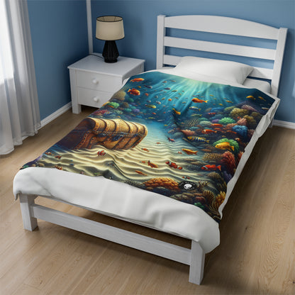 "Beneath the Waves: Treasure in the Coral Reef" - The Alien Velveteen Plush Blanket