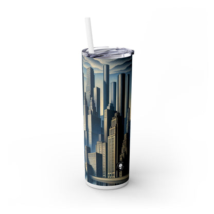 "Modern Metropolis: A Precisionism Perspective" - The Alien Maars® Skinny Tumbler with Straw 20oz Precisionism